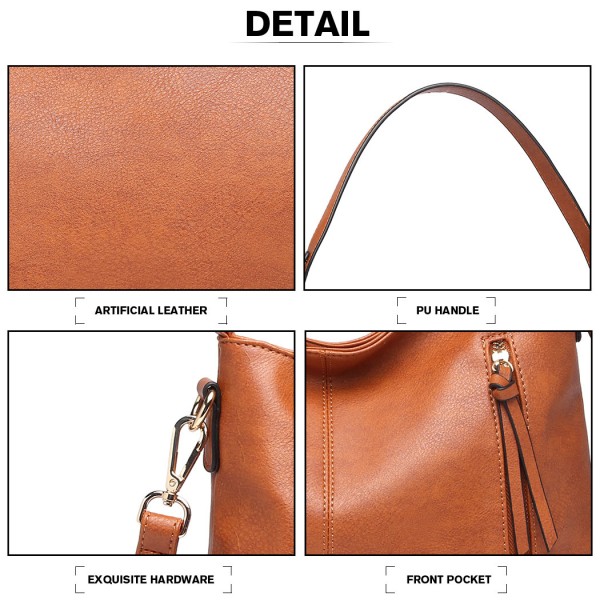 LT1941-MISS LULU CLASSIC STYLE SLOUCH SHOULDER BAG BROWN LT1941-MISS LULU CLASSIC STYLE SLOUCH SHOULDER BAG BROWN